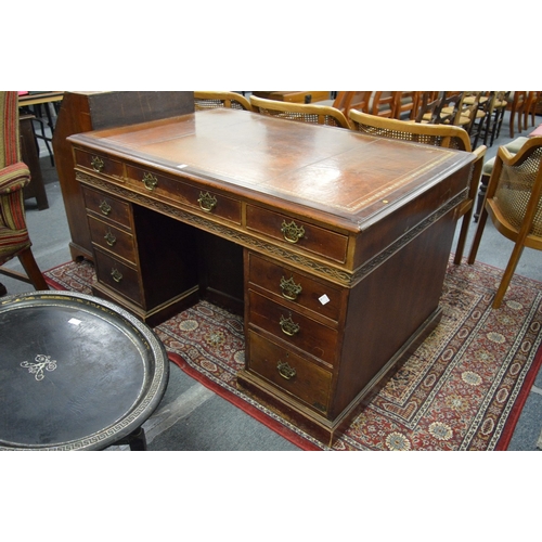 318 - George III design mahogany twin pedestal desk.