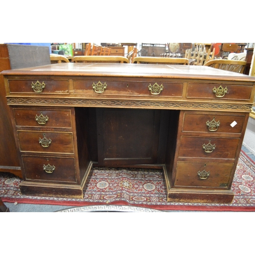 318 - George III design mahogany twin pedestal desk.