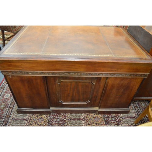 318 - George III design mahogany twin pedestal desk.