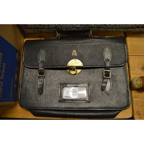 633 - A leather attache case with Royal cypher.