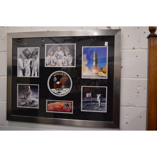 731 - Photographic prints commemorating the Apollo 11 mission, framed as one, one photograph bears signatu... 