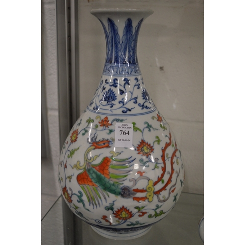 764 - A large Doucai style bottle vase.