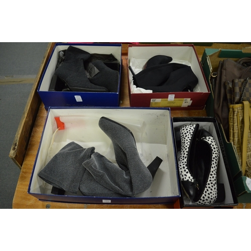 799 - Three pairs of ladies boots, boxed, size 6 together with a pair of boxed shoes.