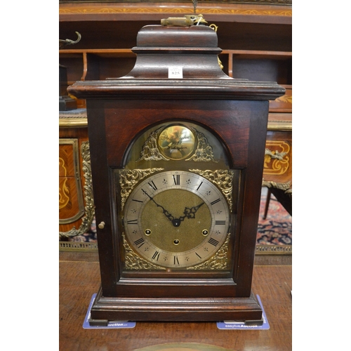 825 - A George III design large mahogany case mantel clock.