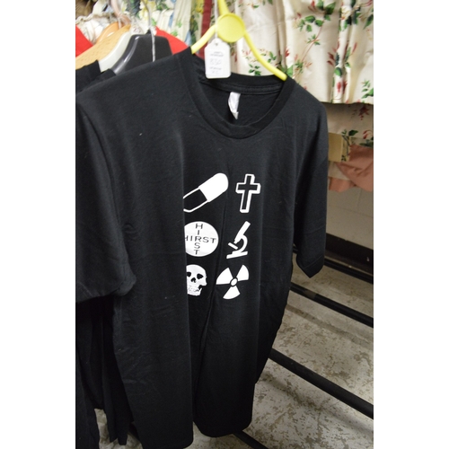 830 - Two Damien Hirst black T shirts.