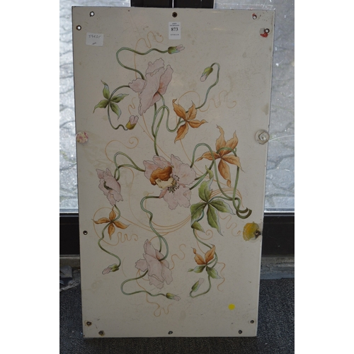 873 - Decorative enamel panel painted with stylised Art Nouveau decoration.