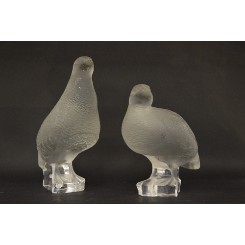 944 - Two Lalique models of partridges (both with badly chipped beaks).