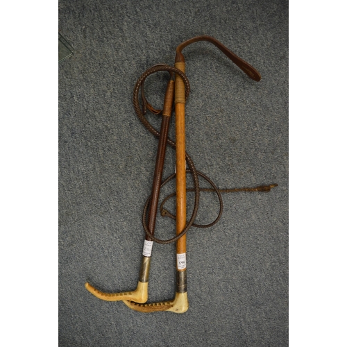 963 - A silver mounted riding whip and a silver mounted riding crop.