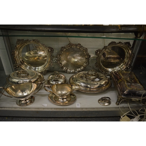 965 - A silver plated entree dishes, salvers etc.