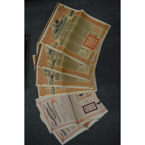 976 - A small group of Chinese government bonds and Chinese Imperial railway bonds.