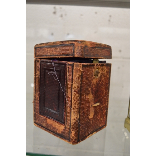 981 - Large brass carriage clock with leather travelling case and key.