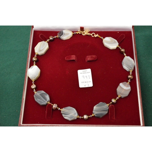 993 - Three decorative boxed necklaces.