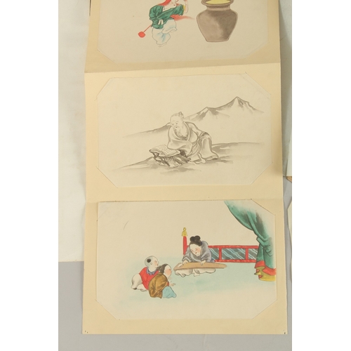 10 - Early 20th Century Chinese School. A woman playing a guzheng to children, watercolour, 5.25