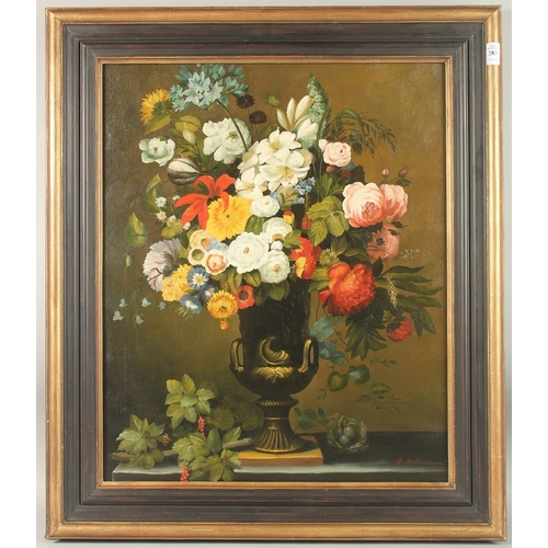 283 - A. ANDERSEN. Dutch still life, flowers in a vase. Canvas on board. 24