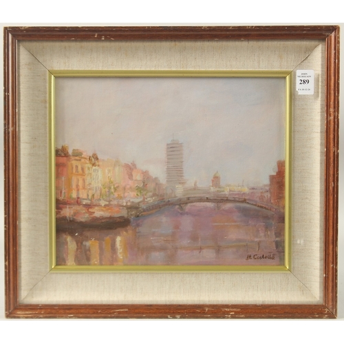 289C - HELEN COSTELLO. River Liffey, oil on canvas. Signed, inscription and artist's label verso. 10