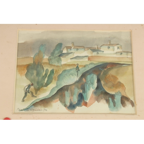 33 - Paul D'Aguilar (1927 - 2018) British. Figures in a Continental Landscape, Watercolour. Signed and da... 