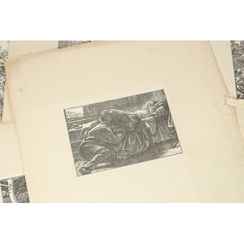 89 - A collection of ten Pre-Raphaelite wood engravings on India paper, unframed. (AF) (10).