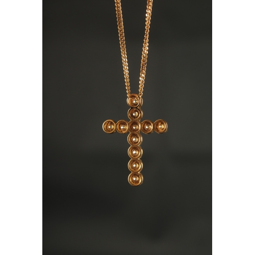 1012 - CERTIFICATED STYLISH 9CT YELLOW GOLD CROSS set with RBC diamonds on a 9ct yellow gold chain, boxed. ... 