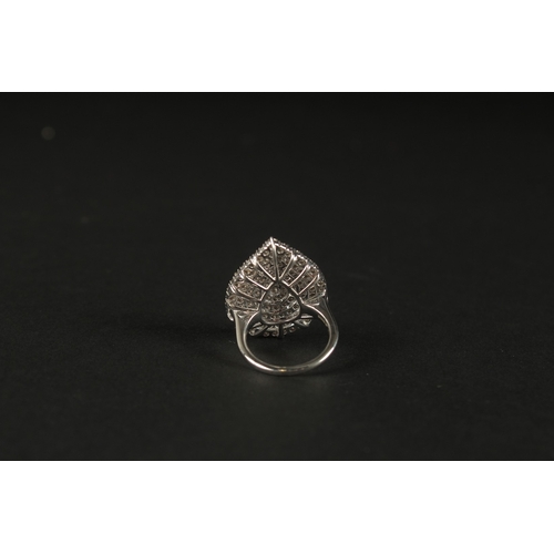 1013 - A LARGE PEAR-SHAPED DIAMOND COCKTAIL RING in 9ct white gold. RBC diamonds 3.15ct.