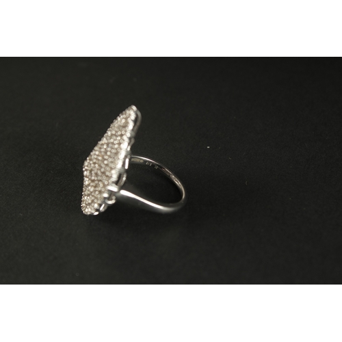 1013 - A LARGE PEAR-SHAPED DIAMOND COCKTAIL RING in 9ct white gold. RBC diamonds 3.15ct.