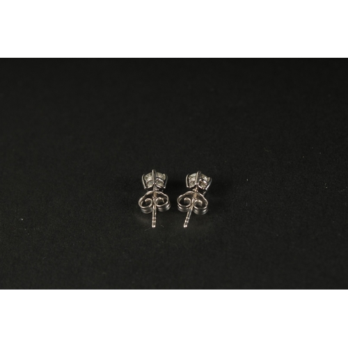 1030 - A CERTIFICATED PAIR OF 18CT WHITE GOLD UNUSUAL 5 CLAW-SET RBC DIAMOND SOLITAIRE STUDS, boxed. Diamon... 