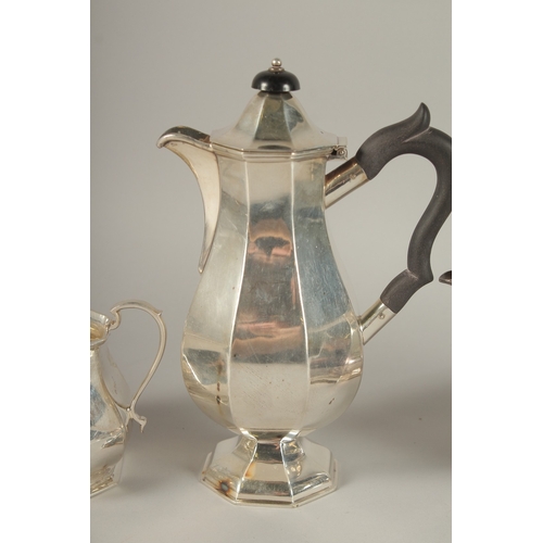 1102 - A FOUR-PIECE PLATED TEA SET.