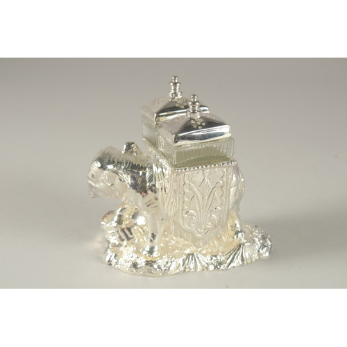 1118 - A SILVER-PLATED ELEPHANT CRUET.