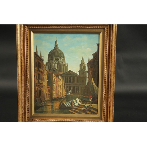 1203 - J. WALKER. Venice canal scene. Signed.  Oil on board.  9.5