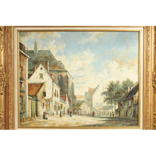 1210 - L. ROTH. A busy Dutch street scene with figures. Signed. Oil on panel. 16