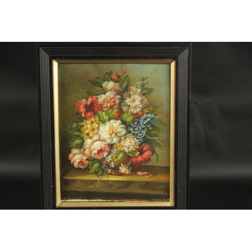 1215 - T. FAIRFAX. Dutch still life, bowl of flowers on a ledge. Signed. Oil on canvas. 10