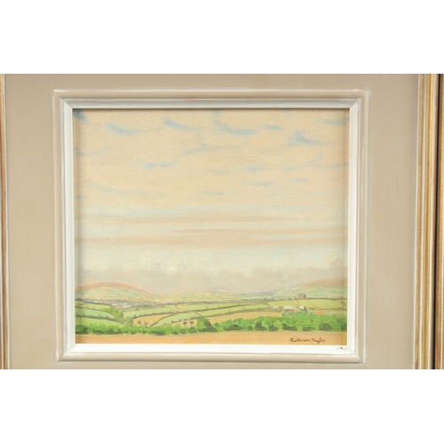 1221 - R. MERSON HUGHES. A pair of peaceful English landscapes. Signed. Oil on board. 7