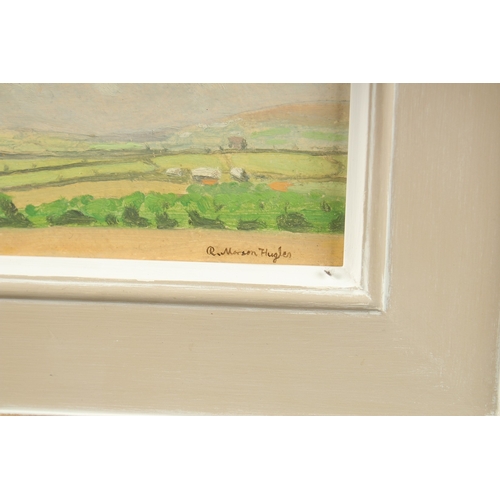 1221 - R. MERSON HUGHES. A pair of peaceful English landscapes. Signed. Oil on board. 7