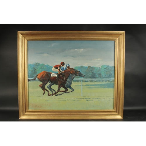 1238 - Ann Brazier (20th Century), horses racing, oil on canvas, signed, 24