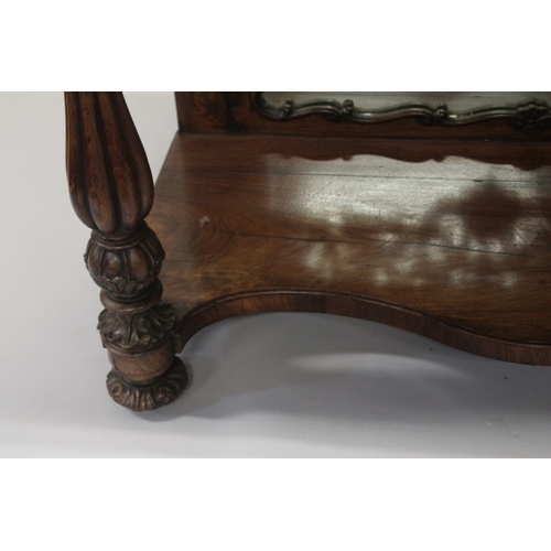 506 - A VERY GOOD MID 19TH CENTURY CONTINENTAL MARBLE TOP CONSOLE TABLE, standing on a mahogany frame with... 