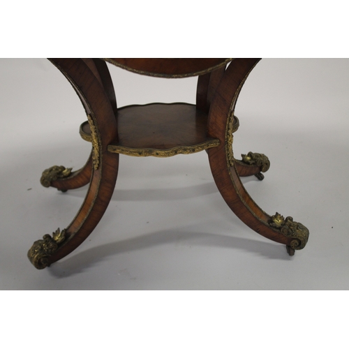 512 - A GOOD 19TH CENTURY KINGWOOD LEATHER TOP OVAL TABLE, the sides with Sevres porcelain panels, ormolu ... 