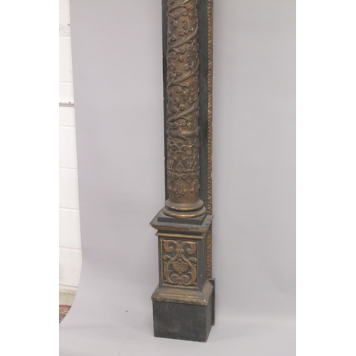 513 - A LARGE LATE 17TH CENTURY - EARLY 18TH CENTURY CARVED WOOD DOOR FRAME with a large pair of carved co... 