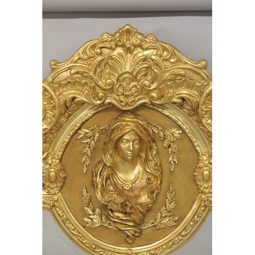 543 - A VERY GOOD LARGE LOUIS XVITH STYLE GILTWOOD MIRROR. 84ins high x 41ins wide.