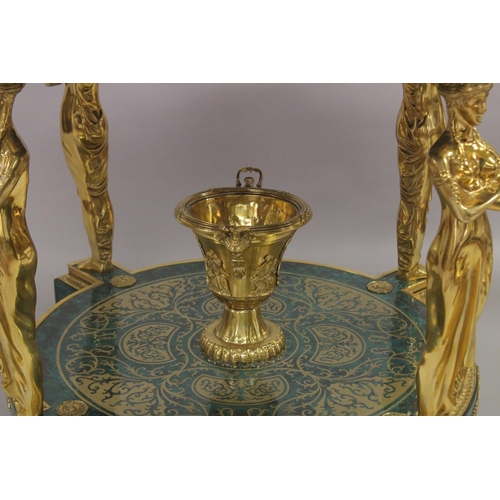 556 - A VERY GOOD LOUIS XVITH DESIGN BOULLE AND MALACHITE CIRCULAR CENTRAL TABLE with Boulle and malachite... 