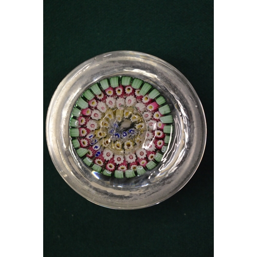 582 - A GOOD BACCARAT MILLEFIORI GLASS PAPERWEIGHT, dated 1848.