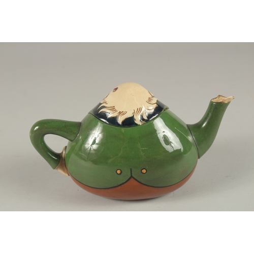 597 - A FOLEY CHINA INTARSIO FIGURAL TEAPOT.