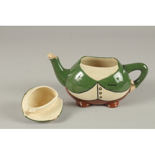 597 - A FOLEY CHINA INTARSIO FIGURAL TEAPOT.