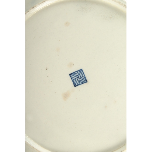 603 - A GOOD FIRST PERIOD WORCESTER DISH, rich blue and floral body. Square mark in blue. 7.5ins diameter.... 