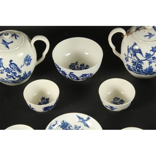 604 - A LARGE WORCESTER BLUE AND WHITE PART TEA SET painted with 