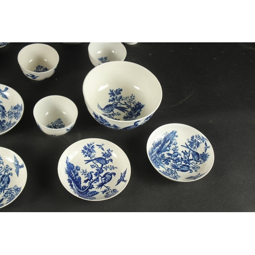 604 - A LARGE WORCESTER BLUE AND WHITE PART TEA SET painted with 