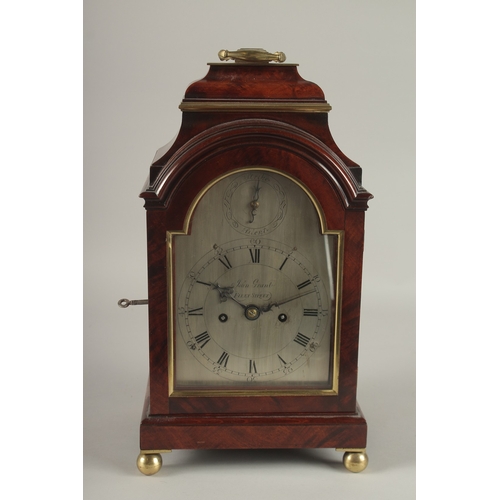 654 - A VERY GOOD REGENCY MAHOGANY BRACKET CLOCK, CIRCA. 1810, by JOHN GRANT, FLEET STREET, with silent an... 