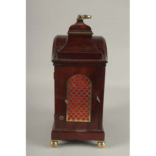 654 - A VERY GOOD REGENCY MAHOGANY BRACKET CLOCK, CIRCA. 1810, by JOHN GRANT, FLEET STREET, with silent an... 