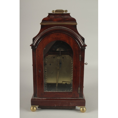 654 - A VERY GOOD REGENCY MAHOGANY BRACKET CLOCK, CIRCA. 1810, by JOHN GRANT, FLEET STREET, with silent an... 