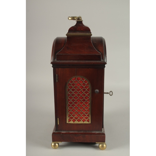 654 - A VERY GOOD REGENCY MAHOGANY BRACKET CLOCK, CIRCA. 1810, by JOHN GRANT, FLEET STREET, with silent an... 