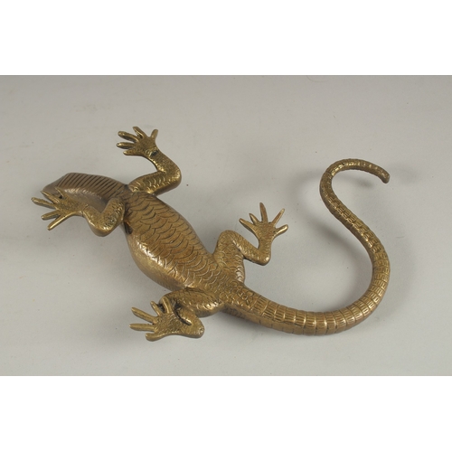 681 - A CAST BRONZE LIZARD. 25cms long.