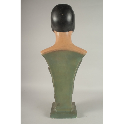 722 - A FRENCH ART DECO HAT SHOP MANNEQUIN. No. 58, on a square base. 2ft 3ins high.